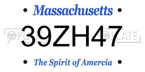 39ZH47 Massachusetts License Plate