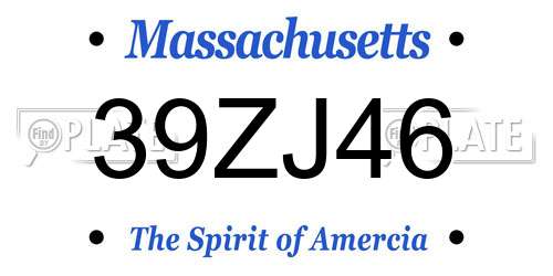 39ZJ46 Massachusetts License Plate
