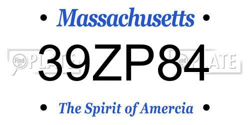 39ZP84 Massachusetts License Plate