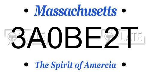 3A0BE2T Massachusetts License Plate