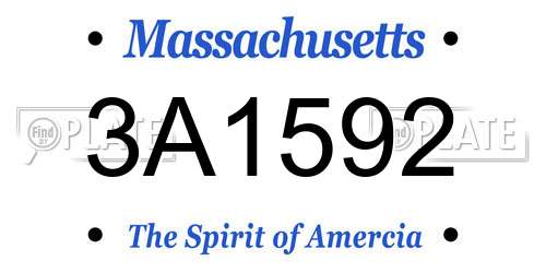 3A1592 Massachusetts License Plate
