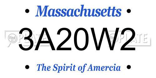3A20W2 Massachusetts License Plate