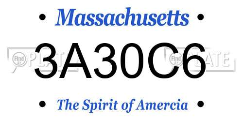 3A30C6 Massachusetts License Plate