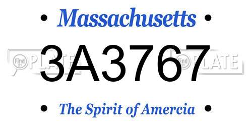 3A3767 Massachusetts License Plate