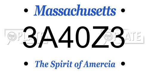 3A40Z3 Massachusetts License Plate