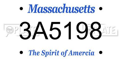 3A5198 Massachusetts License Plate