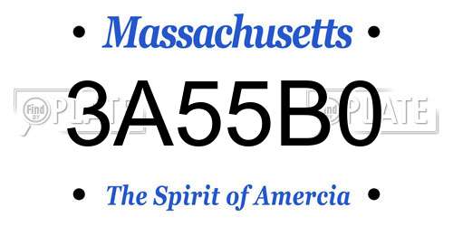 3A55B0 Massachusetts License Plate