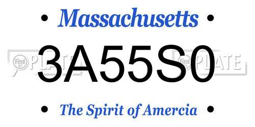 3A55S0 Massachusetts License Plate