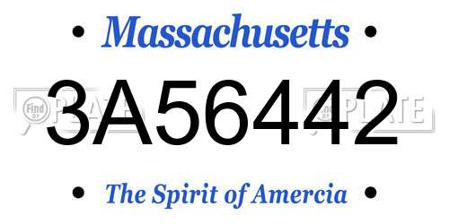 3A56442 Massachusetts License Plate