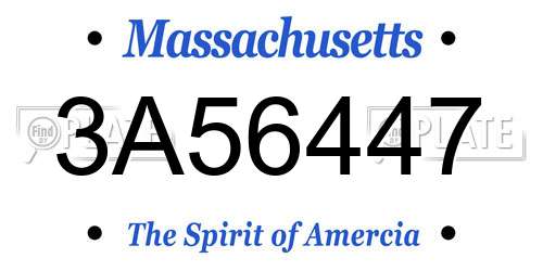 3A56447 Massachusetts License Plate