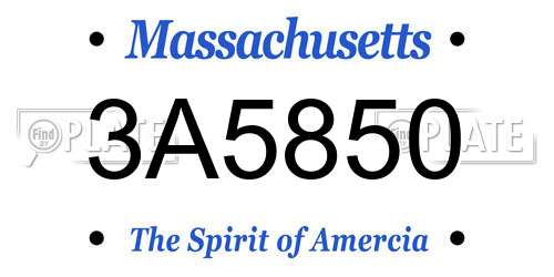 3A5850 Massachusetts License Plate