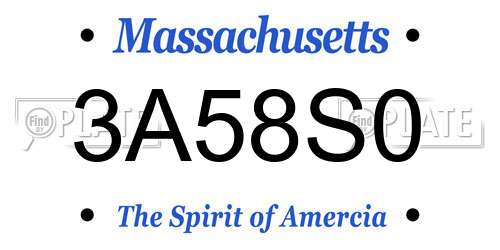 3A58S0 Massachusetts License Plate