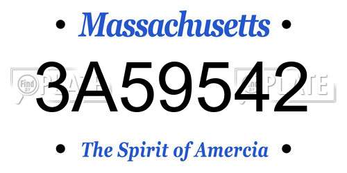 3A59542 Massachusetts License Plate