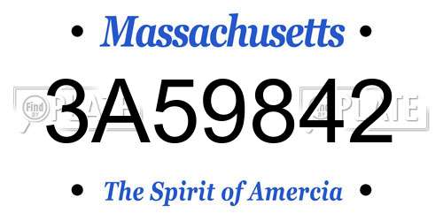 3A59842 Massachusetts License Plate