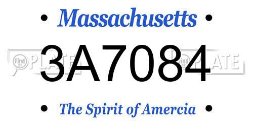 3A7084 Massachusetts License Plate