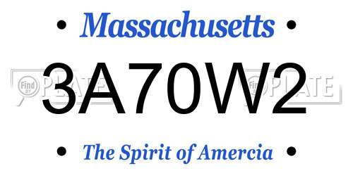 3A70W2 Massachusetts License Plate