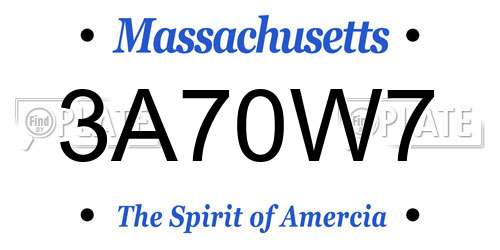 3A70W7 Massachusetts License Plate