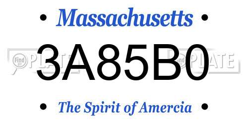 3A85B0 Massachusetts License Plate