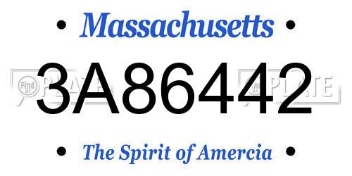 3A86442 Massachusetts License Plate