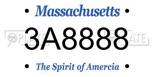 3A8888 Massachusetts License Plate