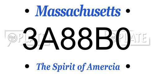 3A88B0 Massachusetts License Plate