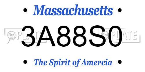 3A88S0 Massachusetts License Plate