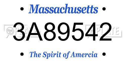 3A89542 Massachusetts License Plate