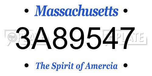 3A89547 Massachusetts License Plate