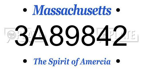 3A89842 Massachusetts License Plate