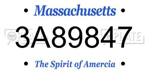 3A89847 Massachusetts License Plate