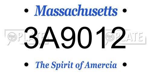 3A9012 Massachusetts License Plate