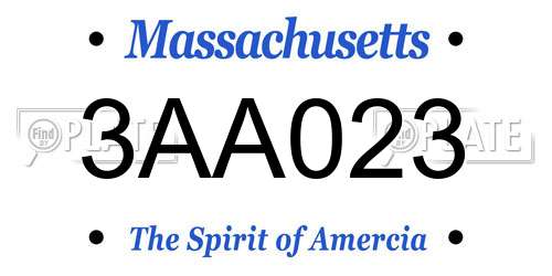 3AA023 Massachusetts License Plate