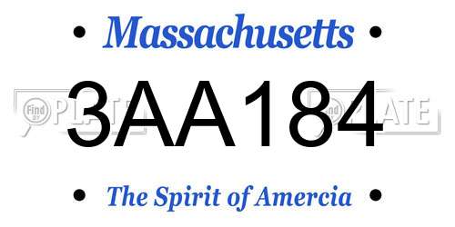 3AA184 Massachusetts License Plate
