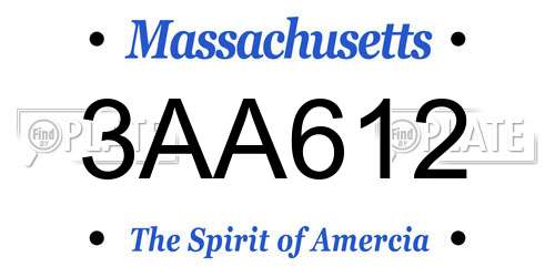3AA612 Massachusetts License Plate
