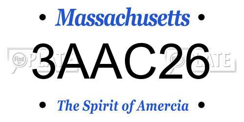 3AAC26 Massachusetts License Plate
