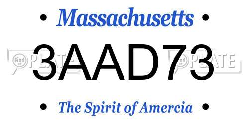 3AAD73 Massachusetts License Plate