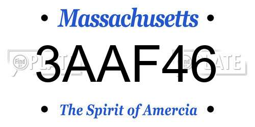 3AAF46 Massachusetts License Plate