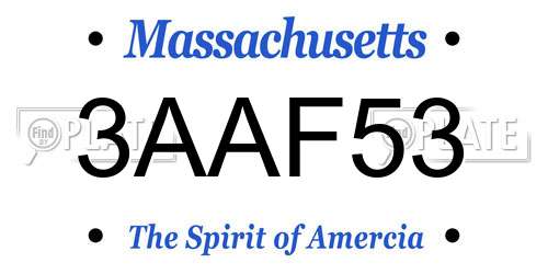 3AAF53 Massachusetts License Plate