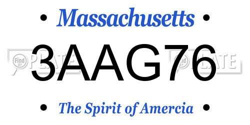 3AAG76 Massachusetts License Plate