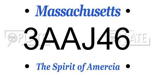 3AAJ46 Massachusetts License Plate