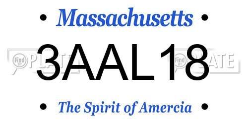 3AAL18 Massachusetts License Plate