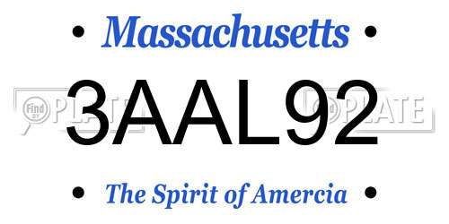 3AAL92 Massachusetts License Plate