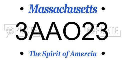 3AAO23 Massachusetts License Plate