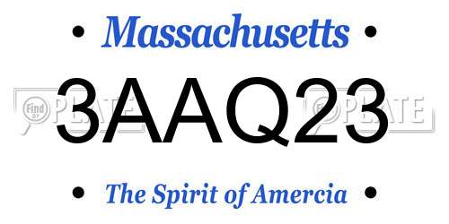 3AAQ23 Massachusetts License Plate