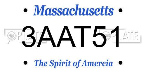 3AAT51 Massachusetts License Plate