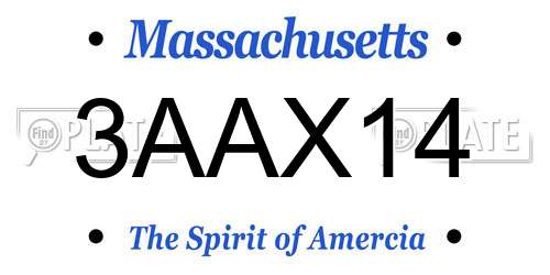 3AAX14 Massachusetts License Plate
