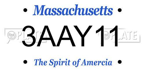 3AAY11 Massachusetts License Plate