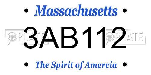 3AB112 Massachusetts License Plate