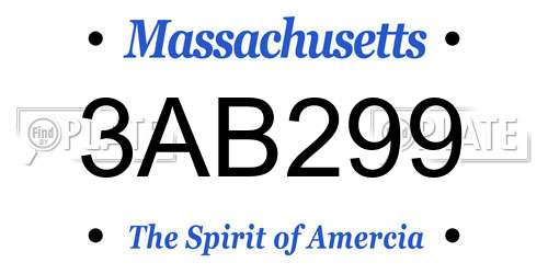 3AB299 Massachusetts License Plate