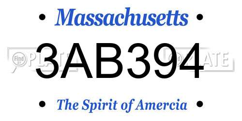 3AB394 Massachusetts License Plate